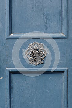 Blue door knob