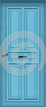 Modrý dveře list krabice 