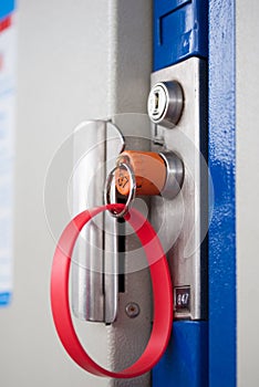 Blue door with lock