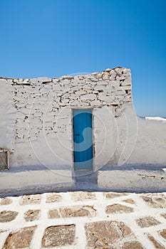 Blue door in Mykonos, Greece