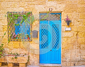 The blue door in residential house, Naxxar, Malta