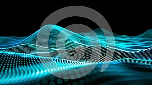 Blue Dot Wavy Landscape: Abstract Technology Background