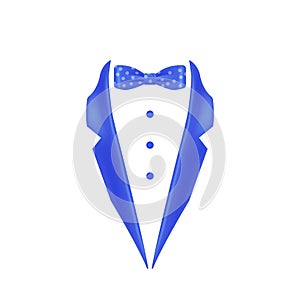 blue dotted colored bow tie tuxedo collar icon. Element of evening menswear illustration. Premium quality graphic design icon. Sig