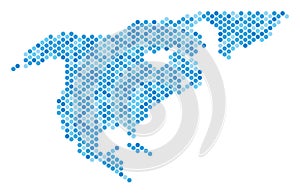 Blue Dotted North America Map