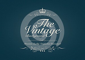 Blue dotted vintage background with ornament