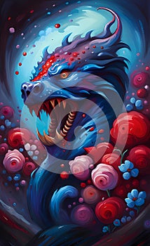 The blue dragon - AI generated art