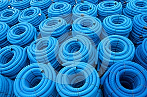 Blue drainage pipes