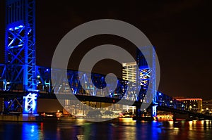 Blue Draw Bridge at Night