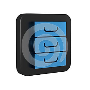 Blue Drawer with documents icon isolated on transparent background. Archive papers drawer. File Cabinet Drawer. Office