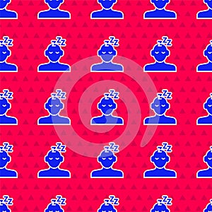 Blue Dreams icon isolated seamless pattern on red background. Sleep, rest, dream concept. Resting time and comfortable