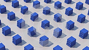 Blue dressers pattern. Gray background. Abstract illustration, 3d render