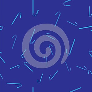 Blue Drinking plastic straw icon isolated seamless pattern on blue background. Vector Illustration