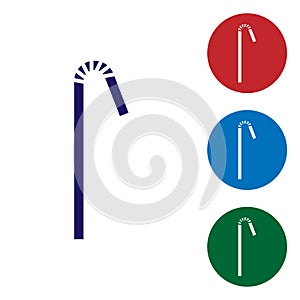 Blue Drinking plastic straw icon isolated on white background. Set icons in color square buttons. Vector Illustration