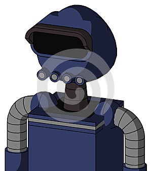 Blue Droid With Rounded Head And Pipes Mouth And Black Visor Eye