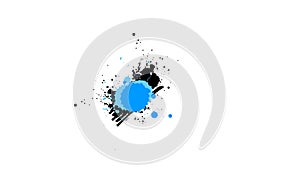 blue drop brush painting watercolor splatter grunge graphic element on white background