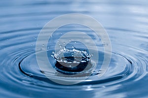 blue drop water , Liquid blue water drop ripple background