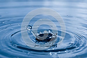 blue drop water , Liquid blue water drop ripple background