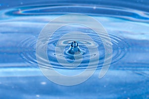 Blue drop of water with waves