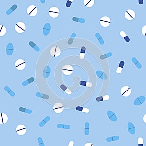 Blue drug pattern. Seamless vector background