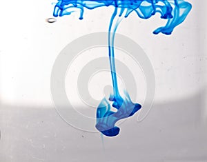 Blue dry in water forming abstract background