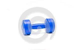 Blue dumbbell isolate on white background