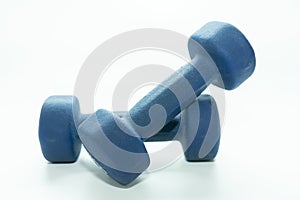 Blue dumbbells for sports