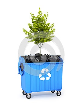 Blue dumpster container