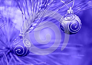 Blue Duotone Christmas Bulbs photo