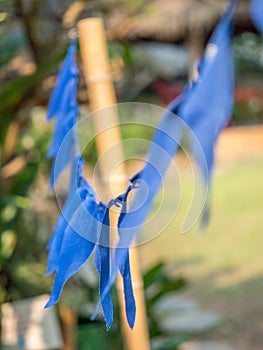 Blue dyed silk bunting. Luang Phabang, Laos