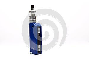 Blue e-cigarette vaping box mod isolated