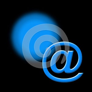 Blue e-mail sign on black