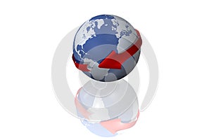 Blue earth with arrow