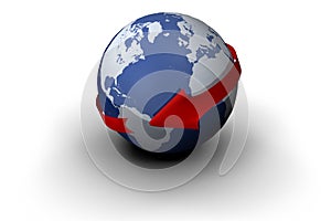 Blue earth with arrow