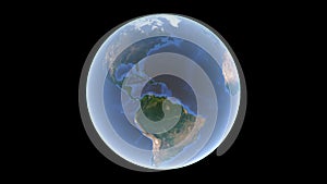 Blue earth ball is spinning on transparent background, isolate globe, 3d rendering, elements of this image furnished by NASA, , PN