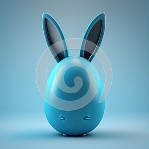 Blue easter egg with bunny ears. Easter funny bunny. Easter egg variation.