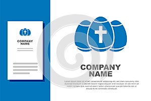 Blue Easter egg icon isolated on white background. Happy Easter. Logo design template element. Vector