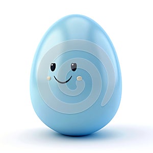 blue Easter egg with smile on white background