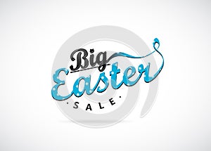 Blue Easter sale labels vector illustration with dotted font