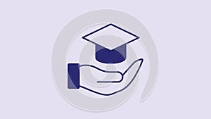 Blue Education grant icon isolated on purple background. Tuition fee, financial education, budget fund, scholarship