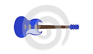 Blue electric guitar, rock music instrument vector Illustration on a white background