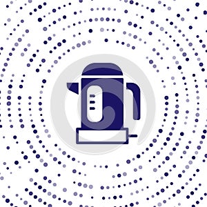 Blue Electric kettle icon isolated on white background. Teapot icon. Abstract circle random dots. Vector