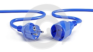 Blue Electric plugs on white