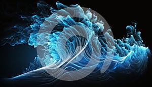 blue electric wave on black background generative AI