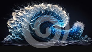 blue electric wave on black background generative AI