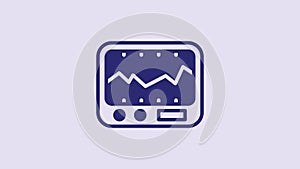 Blue Electrical measuring instrument icon isolated on purple background. Analog devices. Measuring device laboratory