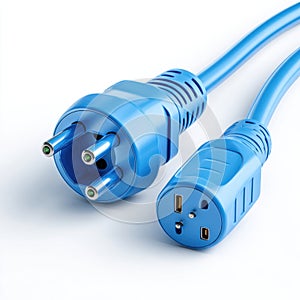 Blue electrical power cord and plug connector
