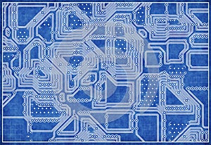 Blue electro scheme on graph paper