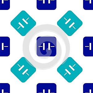 Blue Electrolytic capacitor icon isolated seamless pattern on white background. Vector