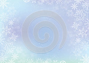 Blue elegant winter background with snowflake border