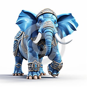 Blue Elephant Clash Of Clans Style 3d Model On White Background